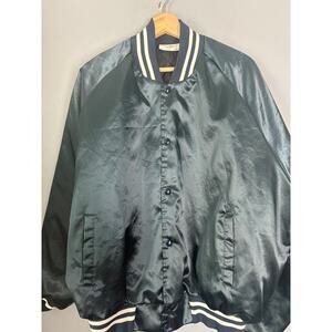 Auburn Sportswear Men’s 2XL Satin Varsity Jacket Blue USA Made Snap Front